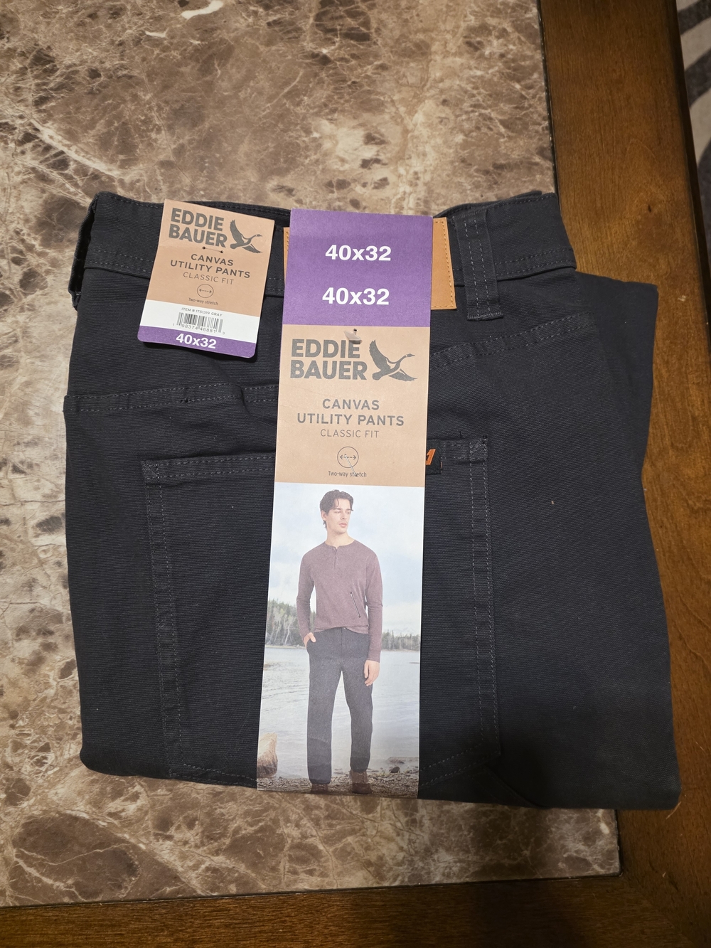 Eddie Bauer Canvas Utility Pants Classic Fit Men's Gray Pants Waist 40x32 NWT